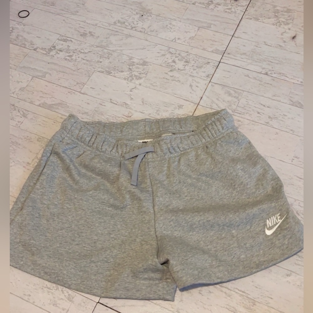 Nike Women’s Light Gray Athletic Shorts with White Logo